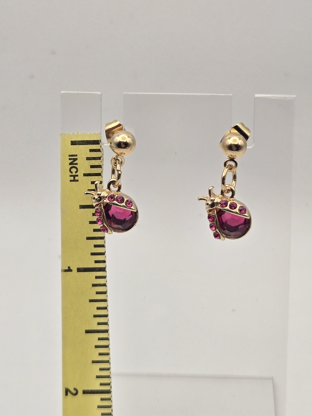 Gold-Tone  Crystal Ladybug Dangle Earrings